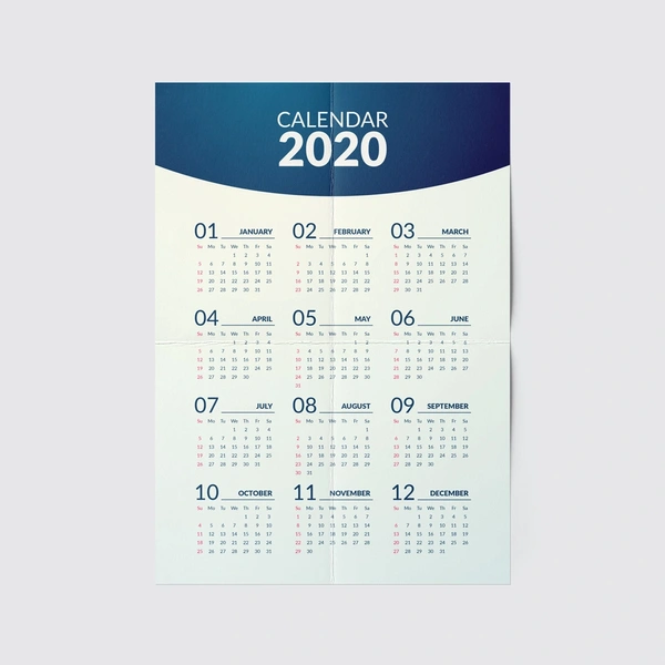 A2 Wall Planner folded to A4